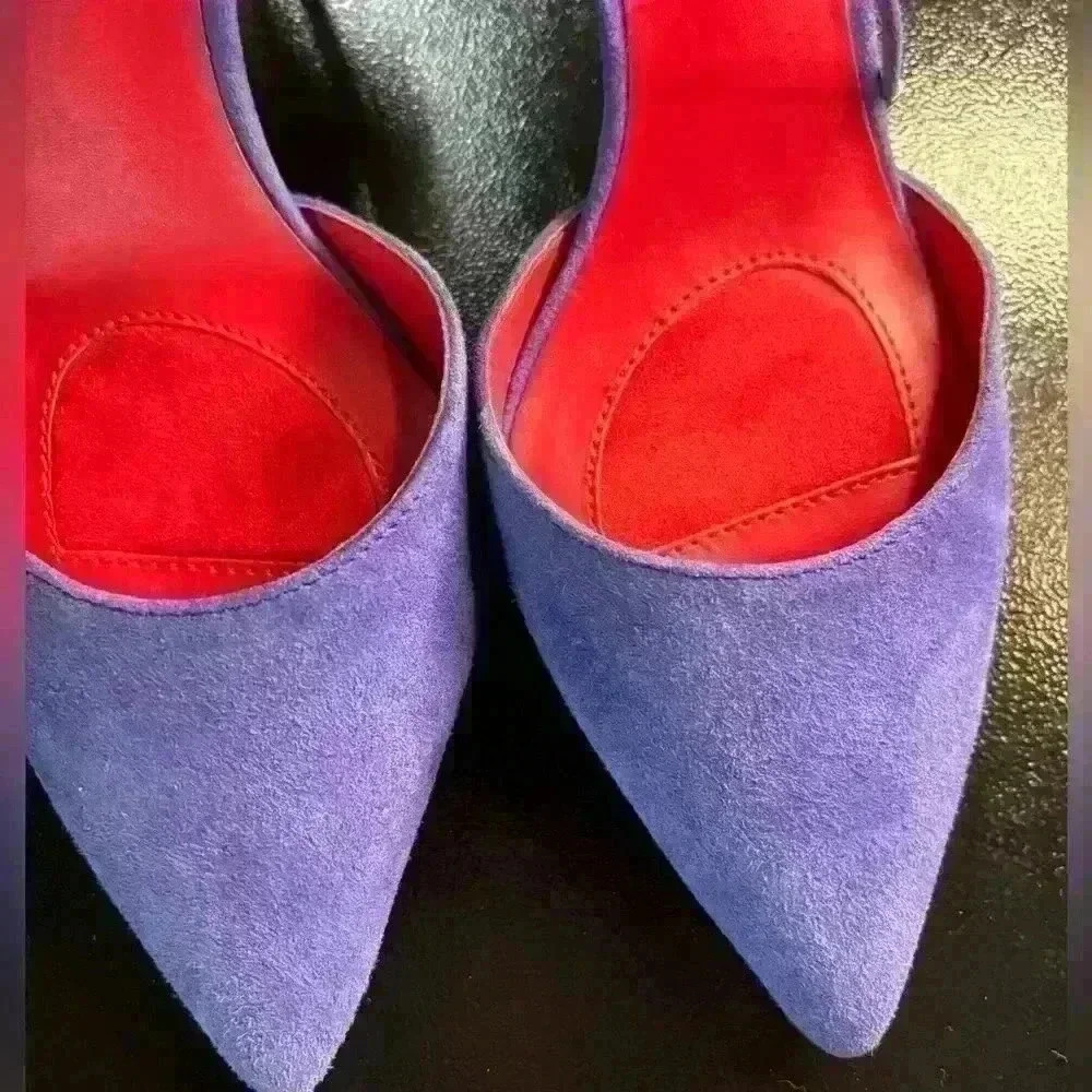 Charles Jourdan elegant purple tie up lace heels size 6. Incredible light wear - Picture 7 of 9